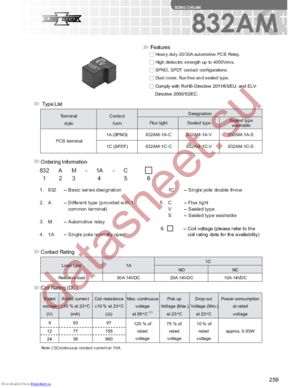 832A-1A-F-C-BH-6VDC datasheet  