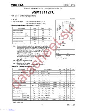 SSM3J112TU datasheet  