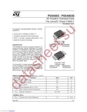 PD54003-PD54003S datasheet  