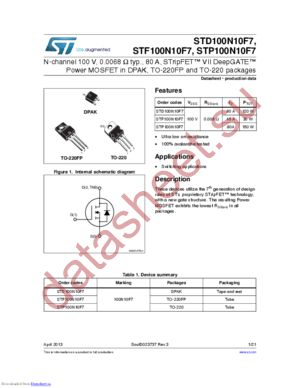 STP100N10F7 datasheet  