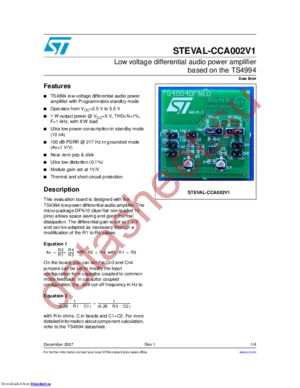STEVAL-CCA002V1 datasheet  