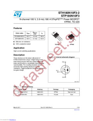 STP180N10F3 datasheet  