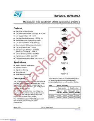 TSV6295AIPT datasheet  