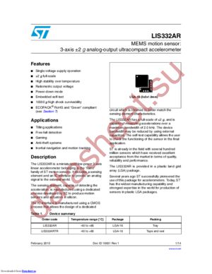 LIS332ARTR datasheet  