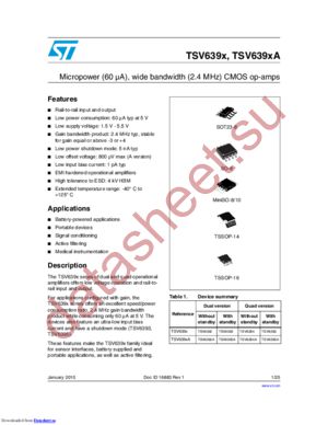 TSV6392A datasheet  