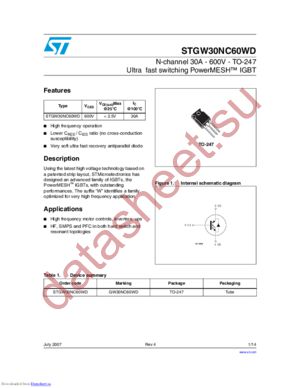 STGW30NC60WD_07 datasheet  