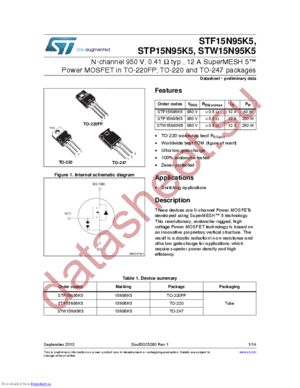 STP15N95K5 datasheet  