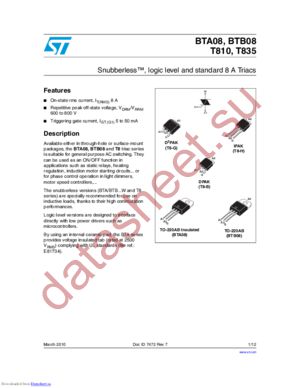 BTA08_10 datasheet  