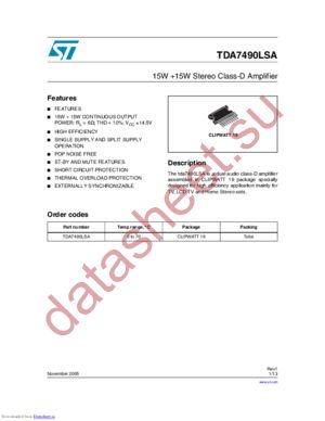 TDA7490LSA datasheet  