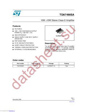 TDA7490SA datasheet  