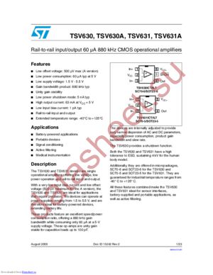 TSV631AICT datasheet  