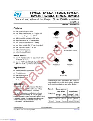 TSV634AIPT datasheet  
