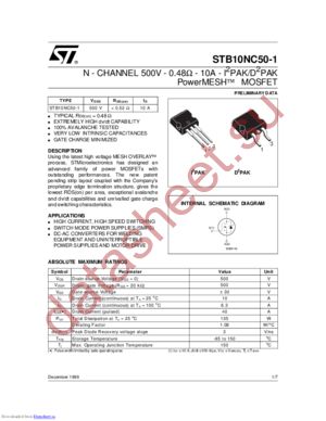 STP10NC50-T4 datasheet  