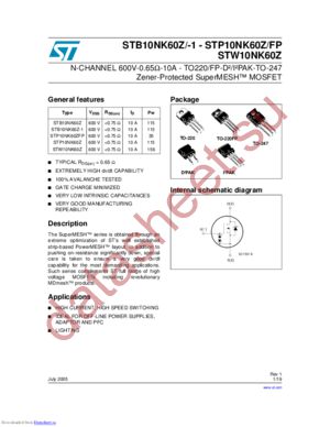STP10NK60Z/FP datasheet  