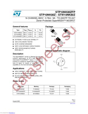 STP10NK80Z_06 datasheet  