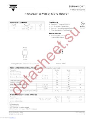 SUM60N10-17-E3 datasheet  