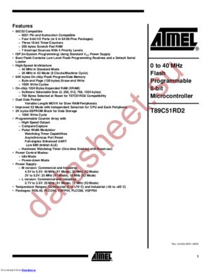 T89C51RD2-SLFCL datasheet  