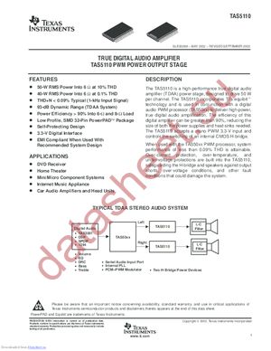 TAS5110DAPRG4 datasheet  