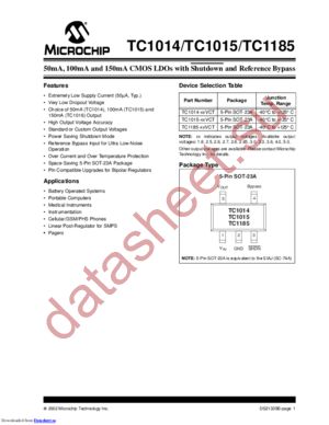 TC1015-3.3VCT datasheet  