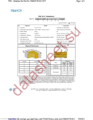 C0603X7R1E152K datasheet  