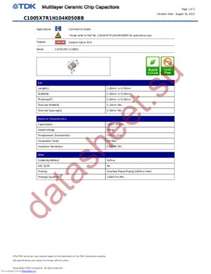 C1005X7R1H104K050BB datasheet  