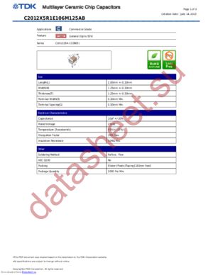 C2012X5R1E106M125AB datasheet  