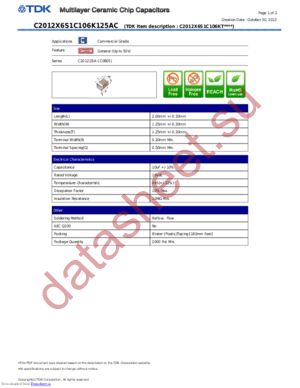 C2012X6S1C106K125AC datasheet  