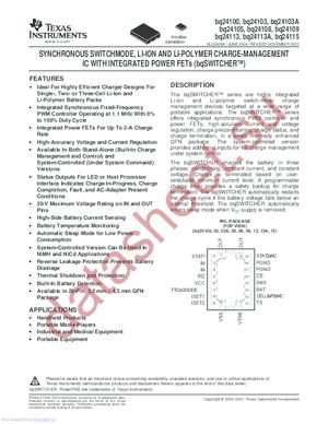 BQ24105RHLT datasheet  