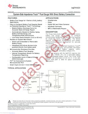 BQ27410DRZT-G1 datasheet  