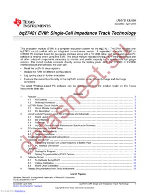 BQ27421EVM-G1B datasheet  