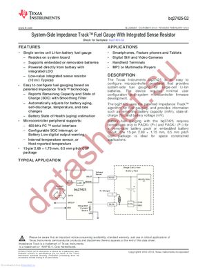 BQ27425EVM-G2B datasheet  