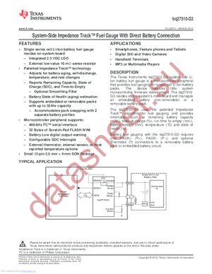 BQ27510DRZT-G3 datasheet  