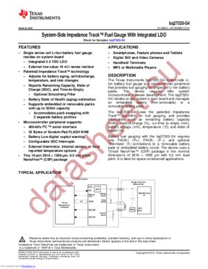 BQ27520YZFR-G4 datasheet  