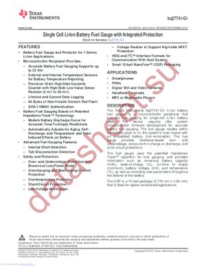 BQ27741YZFR-G1 datasheet  