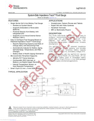 BQ27441DRZT-G1B datasheet  