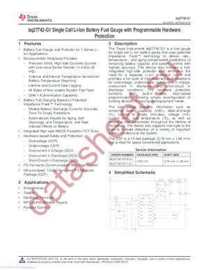 BQ27742YZFT-G1 datasheet  