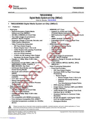 TMS320DM368ZCEF datasheet  