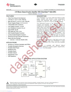 TPA2029D1YZFT datasheet  