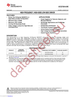 UCC27201A-DIE datasheet  