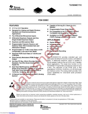 TLV320A1110PBSRG4 datasheet  