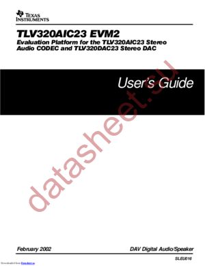 TLV320AIC23EVM2 datasheet  