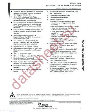 TMS320UC5409ZGUR80 datasheet  