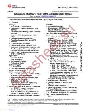 TMS320C6747CZKBT3 datasheet  