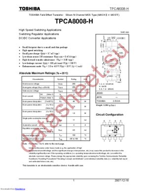 TPCA8008-H(TE12L,Q datasheet  