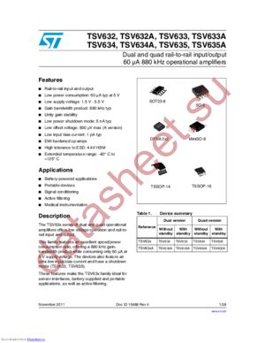 TSV633A datasheet  