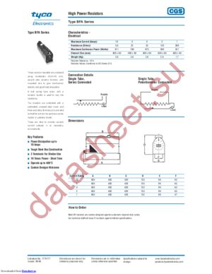 BFA1560R datasheet  