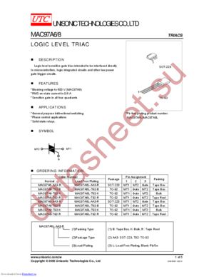 MAC97A6-T92-K datasheet  