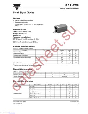 BAS16WS/D6 datasheet  