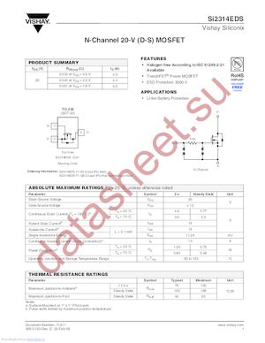 SI2314EDS-T1-GE3 datasheet  