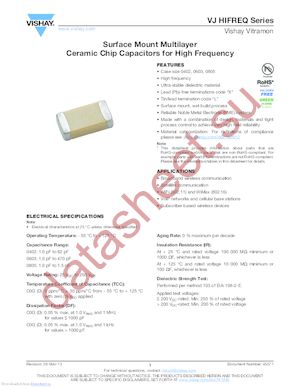 VJ0603D181KXAAJ datasheet  